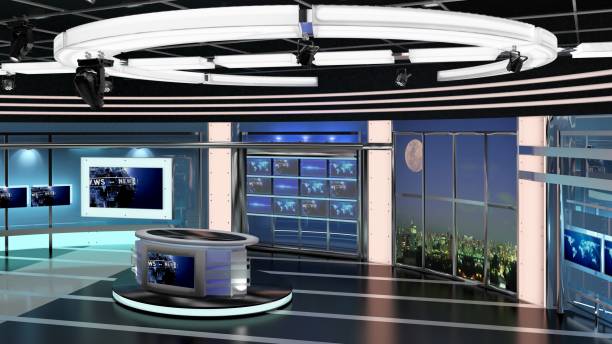 istock Virtual TV Studio News Set 27-5. 3d Rendering. 1251546072
