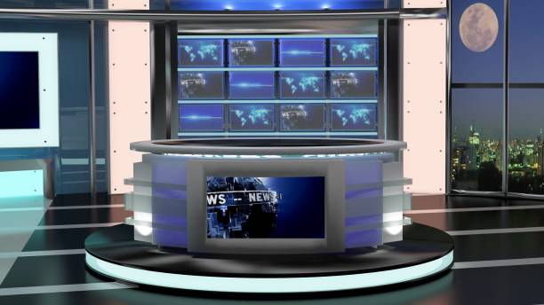 istock Virtual TV Studio News Set 27-8. 3d Rendering. 1251546252