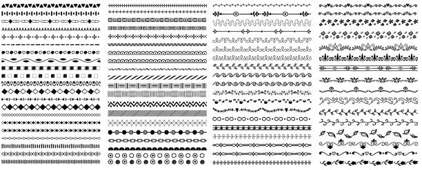 Decorative line 76 types set Decorative line 76 types set in a row single line symbol underline stock illustrations