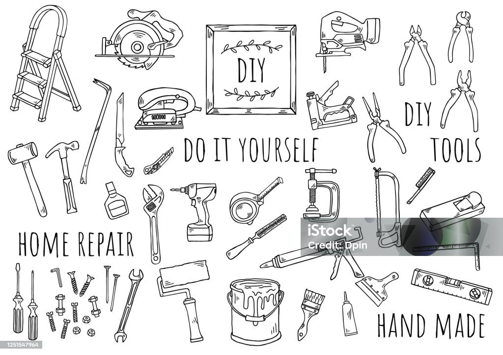 Draw Diy Handdrawn Illustration Diy Stock Illustration - Download Image Now ...