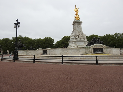 The Mall and the area around The Queen Victoria Memorial is normally an incredibly busy road and tourist destination leading to Buckingham Palace is empty of tourists eager to get a look at the Royal Family as people are told to stay at home during the coronavirus pandemic.