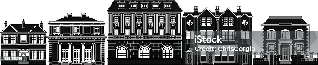 Posh smart row of buildings  Mansion stock vector