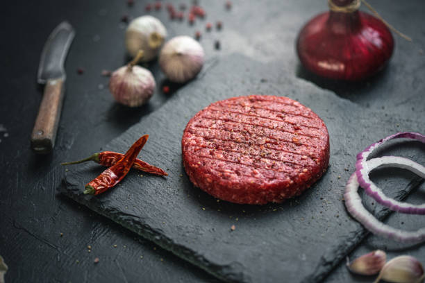 istock Minced beef burgers with spices and ingredients 1251553030