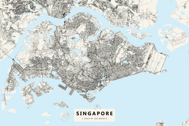 singapur vector mapa - singapore stock illustrations