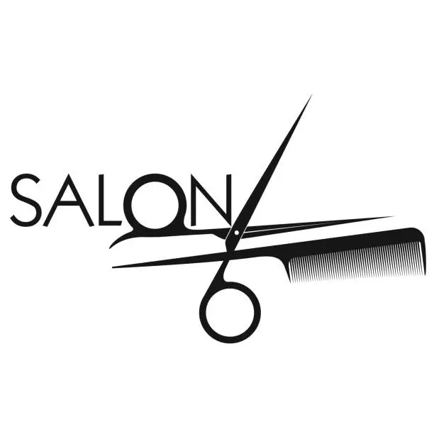 Vector illustration of Beauty salon symbol scissors and comb