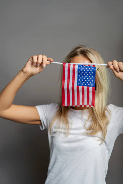 istock Female person without face. July 4th celebration. 1251557322