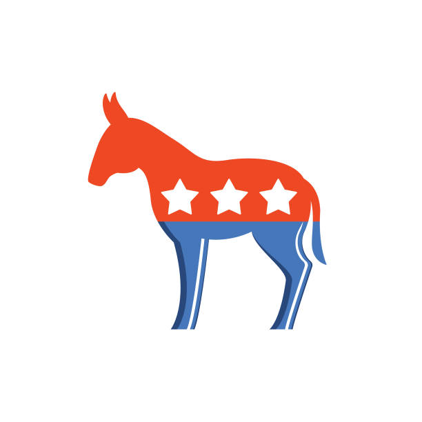 ilustraciones, imágenes clip art, dibujos animados e iconos de stock de icono de política y diseño plano electoral - burro democrático - democratic party