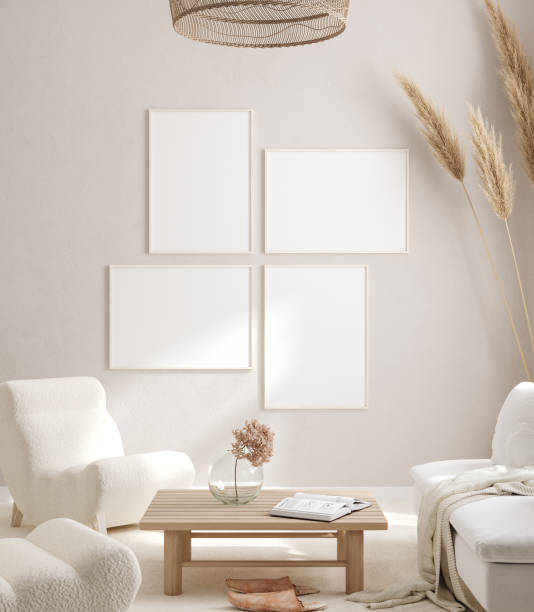 istock Mockup frame in interior background, room in light pastel colors, Scandi-Boho style 1251560649
