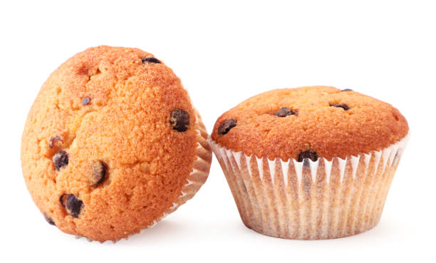 istock Muffin with pieces of chocolate on a white background. Isolated 1251566794
