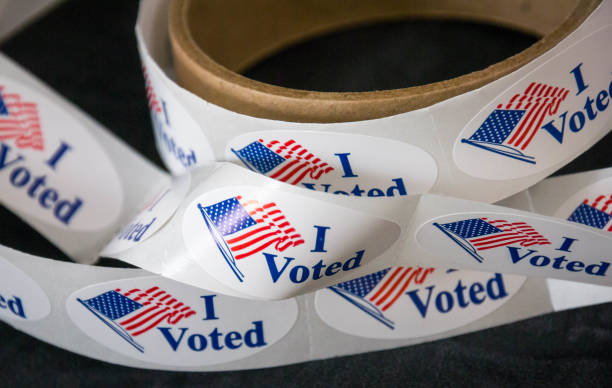 I Voted Stickers End of a roll of "I Voted Stickers" polling place photos stock pictures, royalty-free photos & images