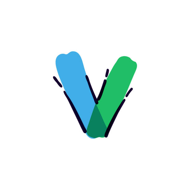 letter design Perfect vector icon for kids design, interior print, cute labels, etc. graffiti letter v stock illustrations