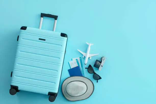 Photo of Travel Concept on Blue Background