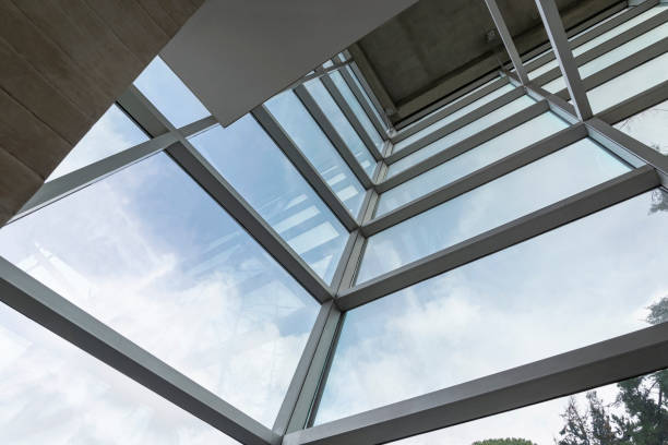 istock Transparent glass skylight in building walls 1251595180
