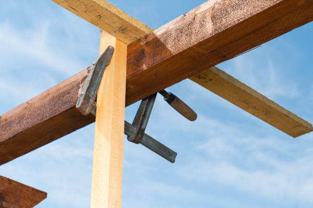 istock wooden structure is held together with a clamp 1251596353