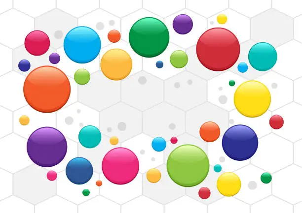 Vector illustration of Abstract circles background, colorful bubbles. Medicine pills pattern. Place for your text. Vector