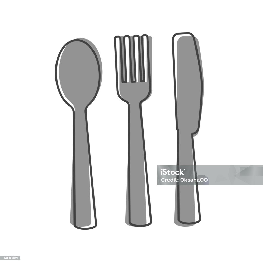 Vector Set Icon Knife Fork Spoon Cutlery Table Setting Cartoon Style On  White Isolated Background Stock Illustration - Download Image Now - iStock