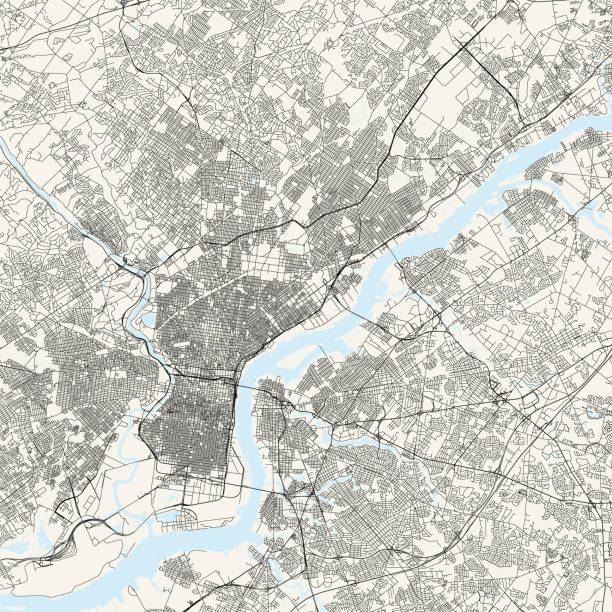 Philadelphia, Pennsylvania Vector Map Topographic / Road map of Philadelphia, Pennsylvania. Original map data is public domain sourced from www.census.gov/ philadelphia stock illustrations