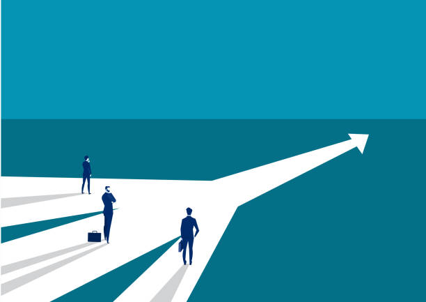 istock Businessman standing on middle way and choosing direction. Business concept. Modern vector illustration. Direction 1251612926
