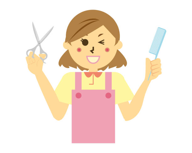 istock Vector illustration of a woman holding scissors in her hand 1251613565
