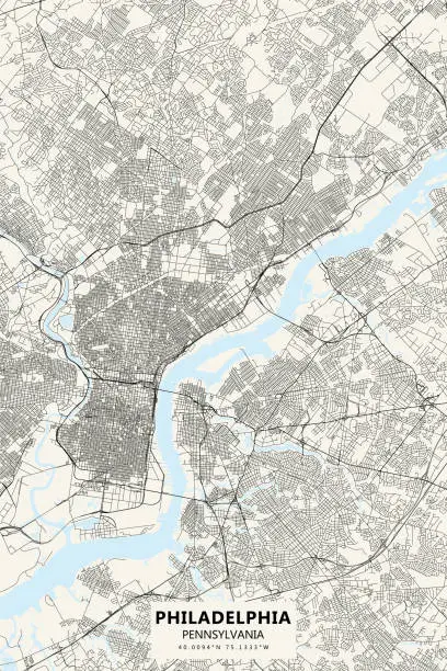 Vector illustration of Philadelphia, Pennsylvania Vector Map