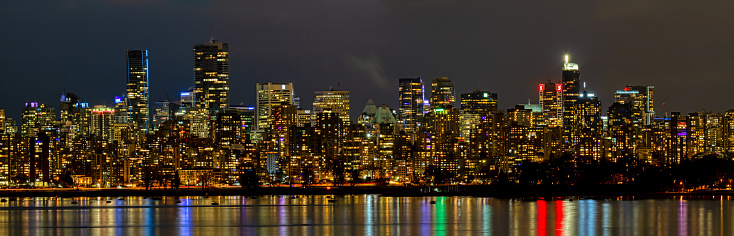 night view of downtown Vancouver, British Columbia, Canada