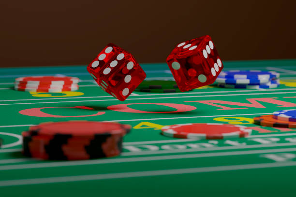 istock Close up of dice rolling on a craps table. Random concept. 3d illustration. 1251628685