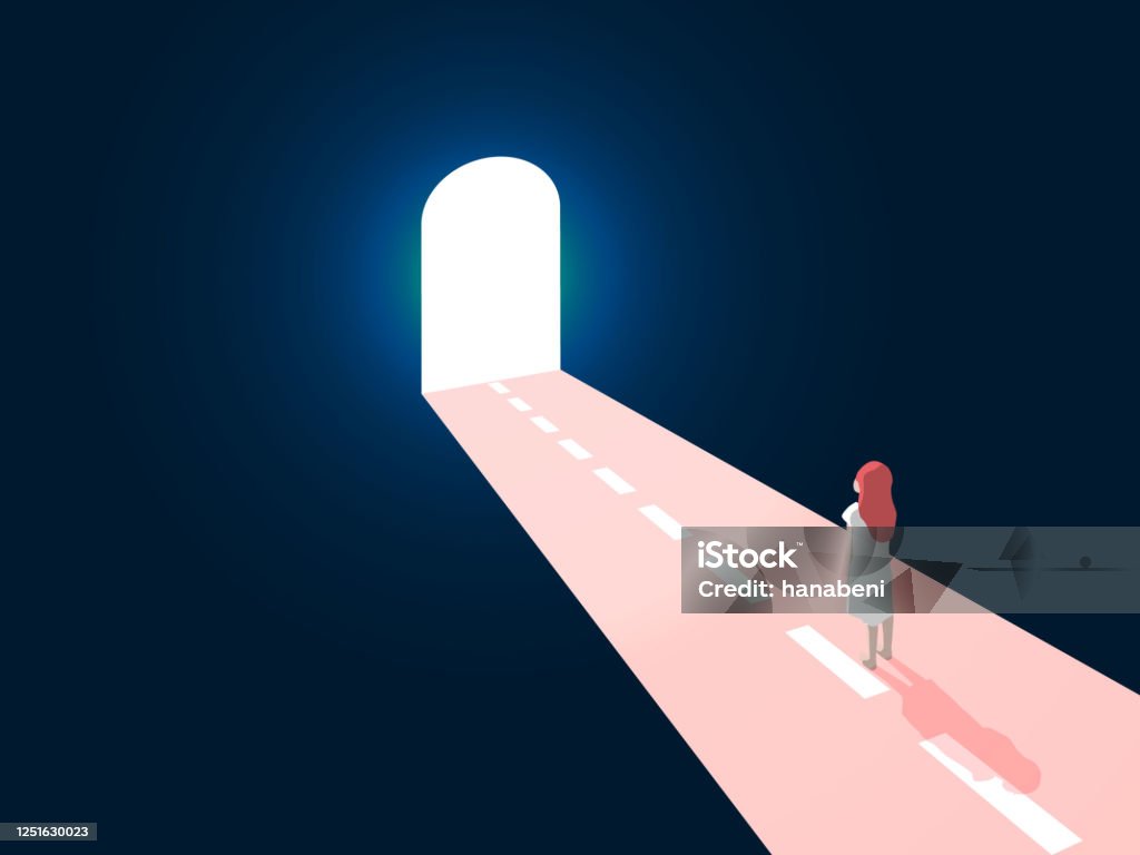 open the door to the new path Hope - Concept stock vector
