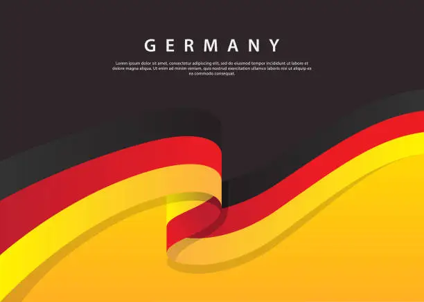 Vector illustration of Germany Flag Flowing. Germany flag on Black background. Vector illustration template
