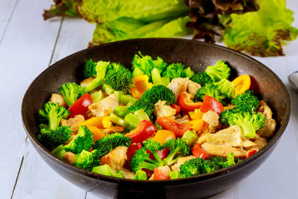 istock Stir-fry with chicken, broccoli and bell peppers. 1251637734