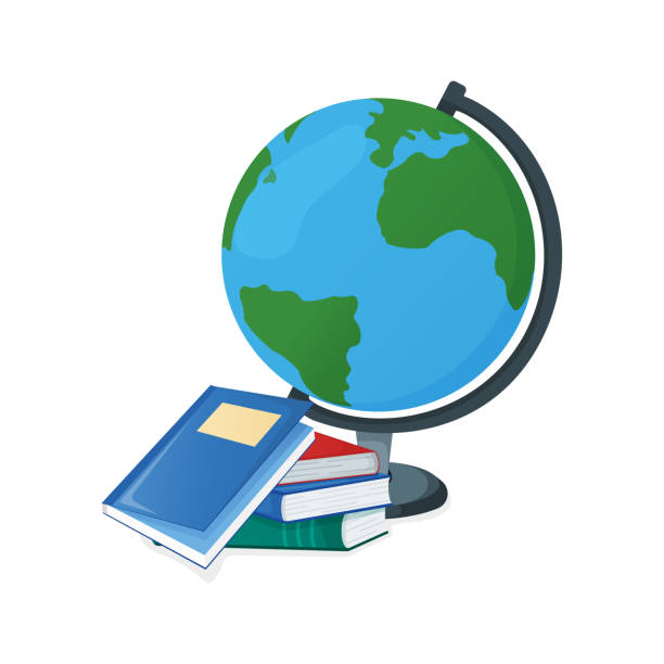 istock Globe and textbook, school book icon isolated on white, cartoon vector illustration. Supplies from backpack for study in college and institute. 1251639839