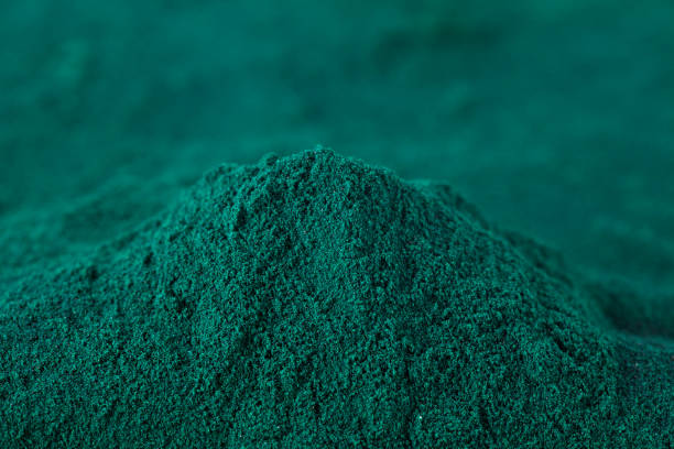 Heap of spirulina algae powder