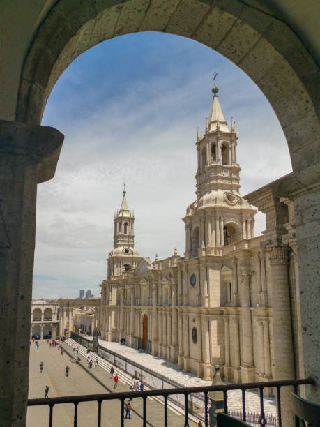 View over the Plaza de Armas in the center of the historic district of Arequipa, Peru View over the Plaza de Armas in the center of the historic district of Arequipa, Peru arequipa province stock pictures, royalty-free photos & images