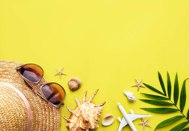 istock Traveler accessories on yellow background 1251647247