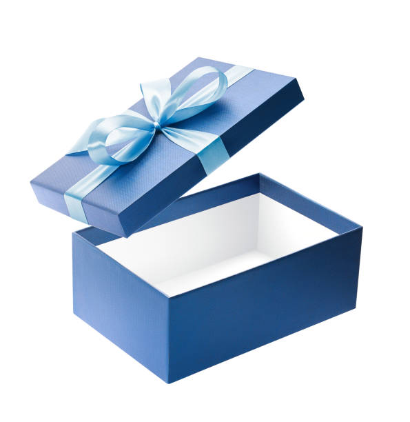 istock Blue color open gift box isolated on white background 1251647253