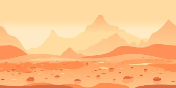 Vector illustration of Martian surface game background