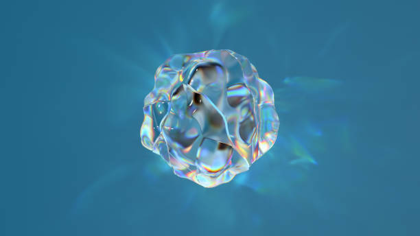 istock 3d render of glass shape with realistic caustics on blue background.  Light refraction effect. 1251649025