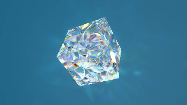 istock 3d render of glass shape with realistic caustics on blue background.  Light refraction effect. 1251649037
