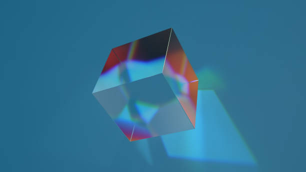 istock 3d render of glass shape with realistic caustics on blue background.  Light refraction effect. 1251649051
