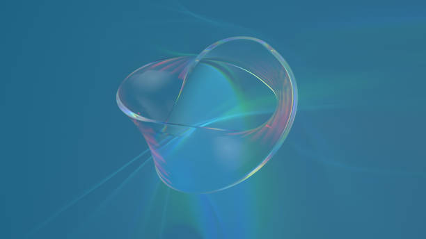 istock 3d render of glass shape with realistic caustics on blue background.  Light refraction effect. 1251649063