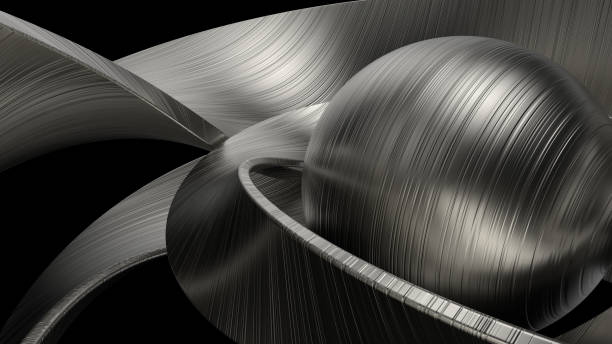 3d render of metal twist structure - sculpture art abstract white imagens e fotografias de stock