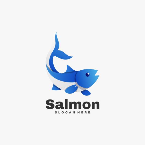 ilustrações de stock, clip art, desenhos animados e ícones de vector illustration salmon gradient colorful style. - peixe ilustrações