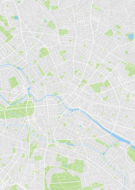 ilustraciones, imágenes clip art, dibujos animados e iconos de stock de mapa vectorial coloreado de berlín - mapa de la ciudad