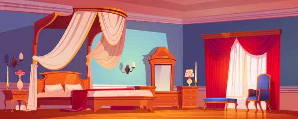 istock Victorian bedroom, royal interior at morning. 1251654173