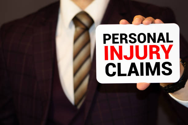 A man holding a Business card Insurance Claim Concept stock photo
