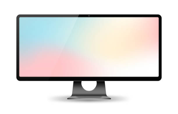 (Clipping path!) Blank widescreen computer monitor isolated on white background