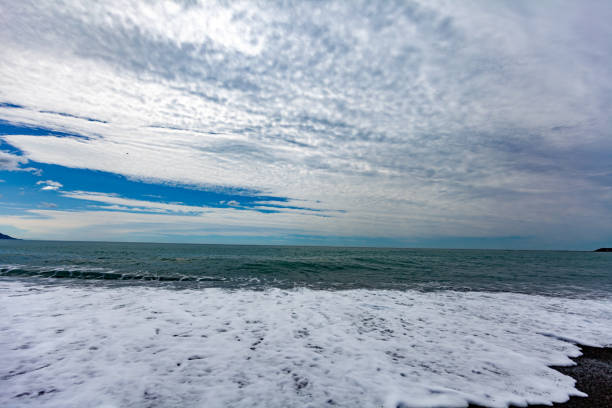 Wave of the sea on the sandy beach.