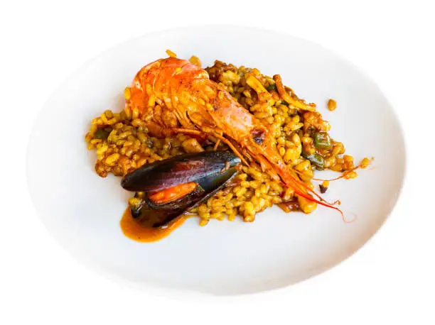 Photo of Paella on white plate