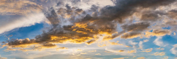 istock Twilight panorama sky background with colorful cloud in dusk. 1251669035