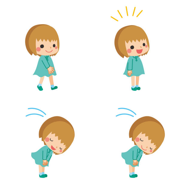 ilustraciones, imágenes clip art, dibujos animados e iconos de stock de saludo little kid - computer graphic multi colored little girls teenage girls