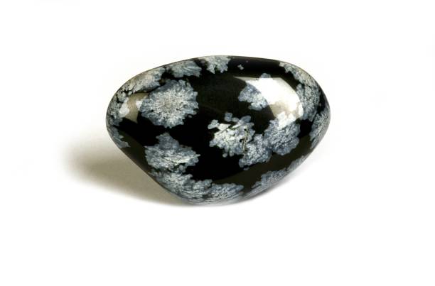 istock Speckled Obsidian Stone against White Background 1251671091
